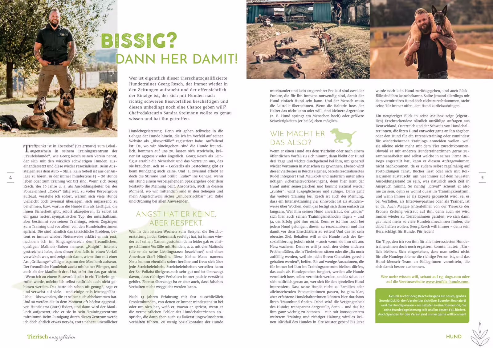 Magazinartikel „Bissig? Dann her damit!“ in Tierisch ausgeglichen