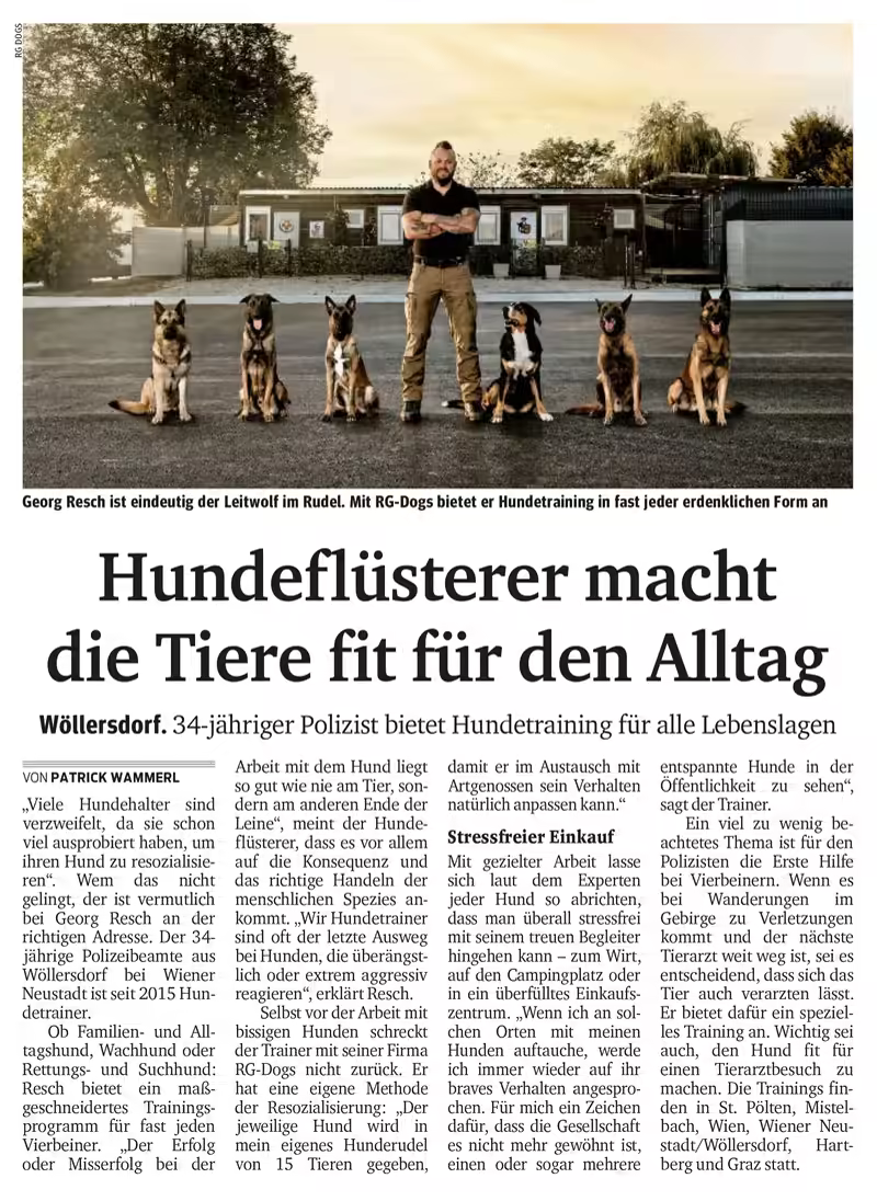 Kurier-Artikel „Hundeflüsterer macht die Tiere fit für den Alltag“